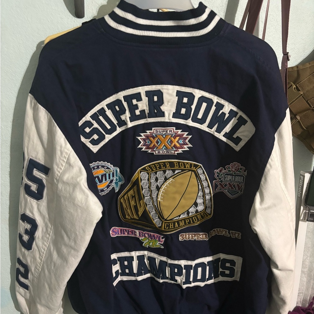 Dallas Cowboys Vintage RARE Super Bowl Champions Patch Varsity Bomber Jacket MED